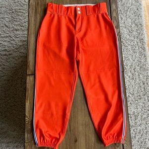 Women Softball Pants Size Medium Orange ( Royal Blue and White Stripes)